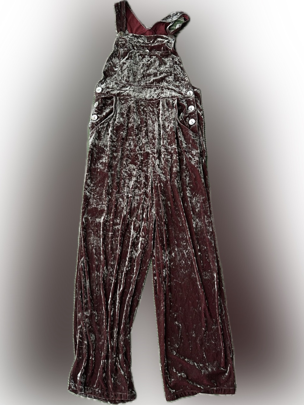 Loco Lindo boho silver Crushed Velvet Wide-Leg Overalls